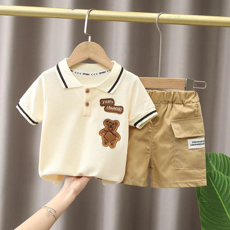 Baby Boy Summer Set – Cotton T-Shirt & Shorts with Cartoon Print