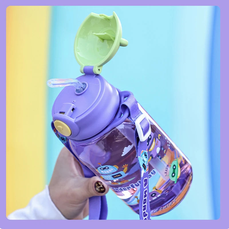 Kids sippy cup with straw and handle 650ml spill-proof bottle