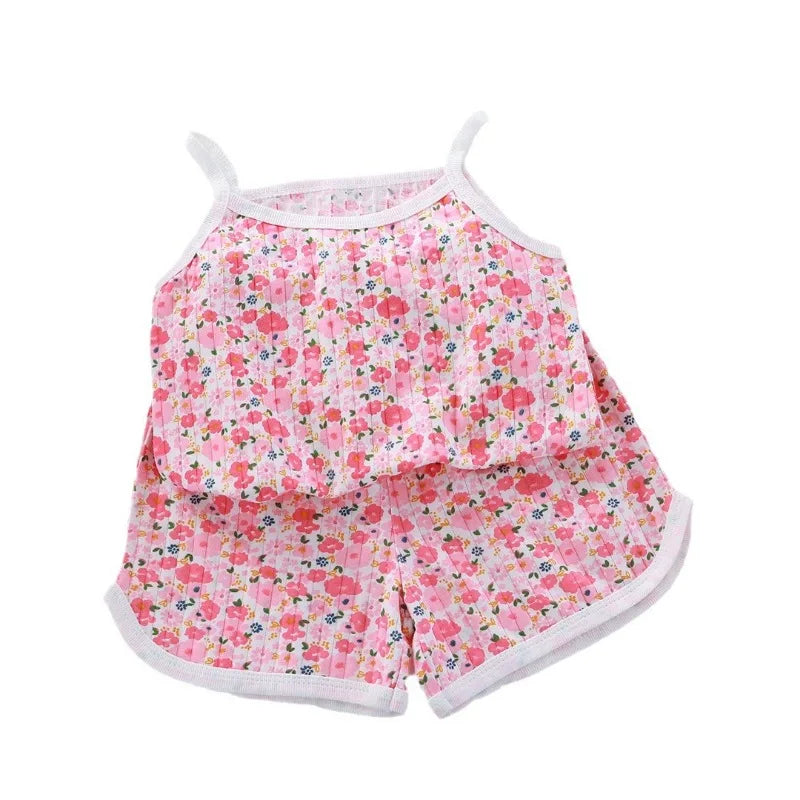 Girls' Tank & Shorts Set Square Collar - Kindle Kids ABC