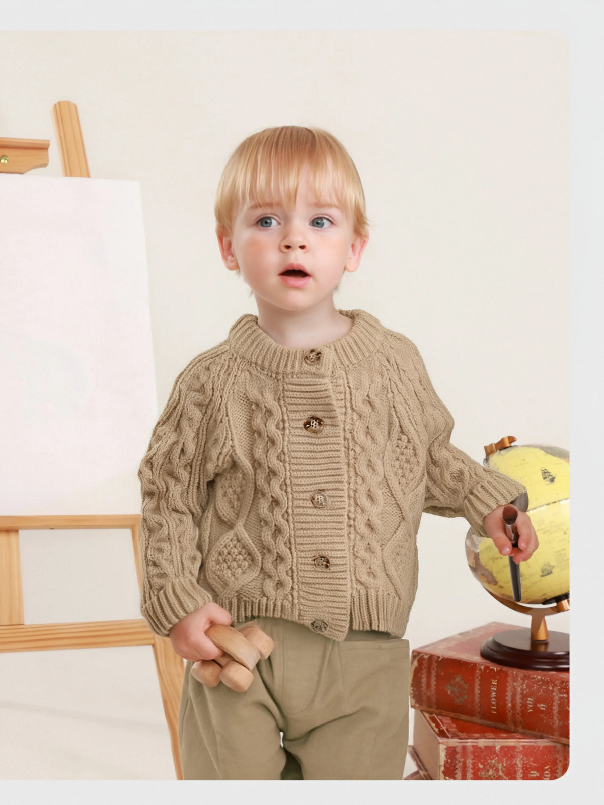 Kids Cable-Knit Cardigan — Buttoned Sweater Jacket | 9M–12Y - photo 2