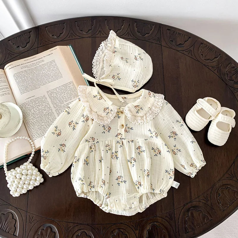 Floral Lace Cotton Baby Romper - Kindle Kids ABC - view 2