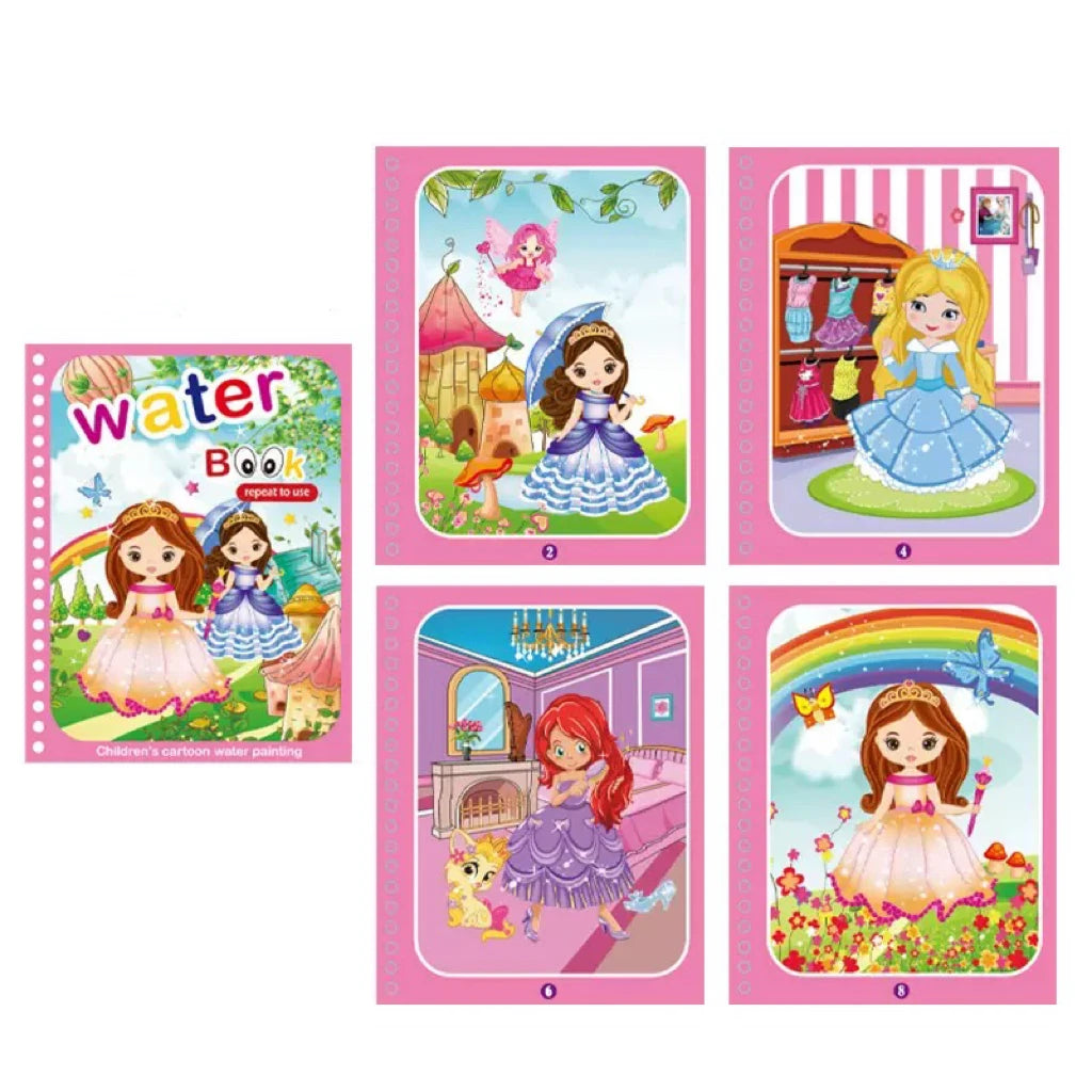 Princess theme water drawing book pages