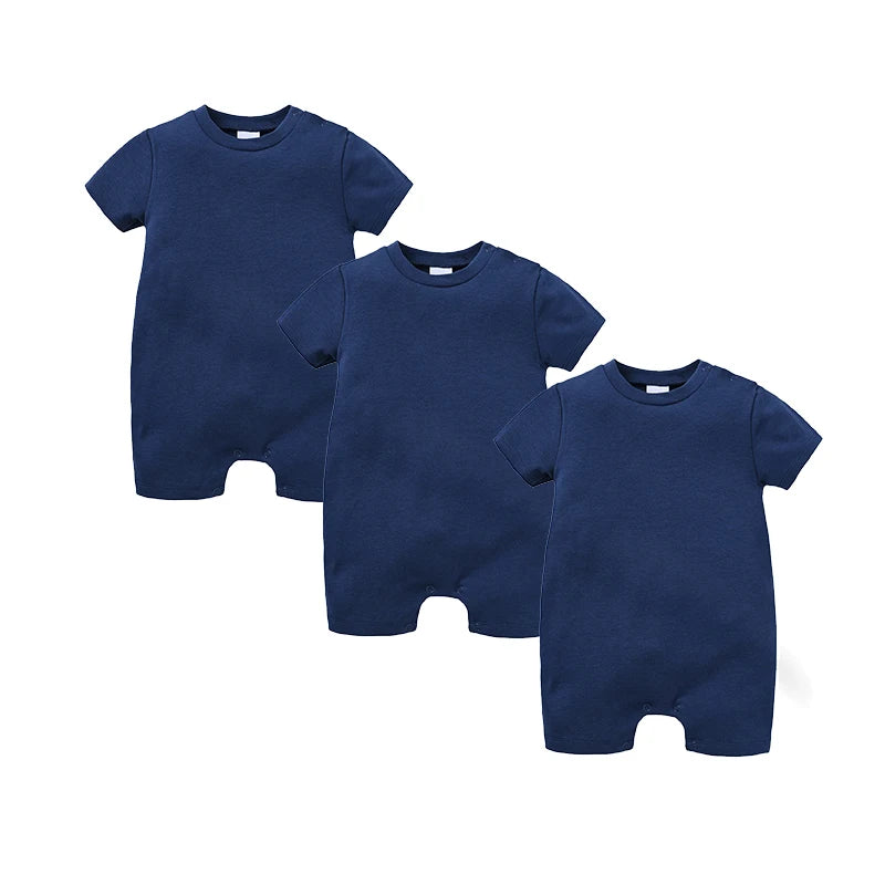 Unisex Cotton Baby Romper Bodysuit 0-12M Solid Colours Short Sleeve - photo 13