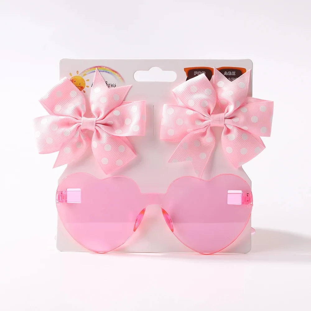 Girls Hair Accessories Set – Bows, Clips & Heart Sunglasses | 3 Pcs - photo 10