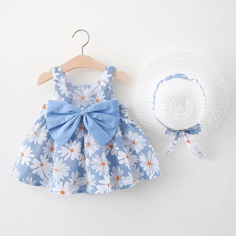 Baby Girl Floral Dress – Sleeveless Summer Dress with Bow Detail | 6M–3Y