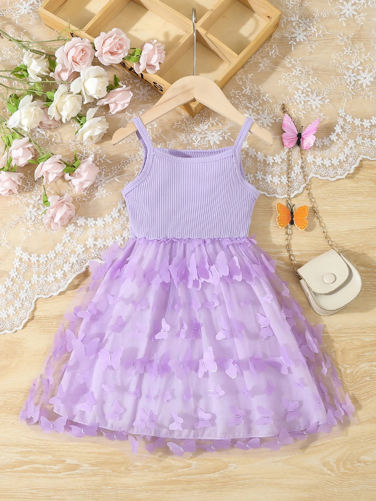 Girls' Butterfly Mesh Cami Dress - Kindle Kids ABC