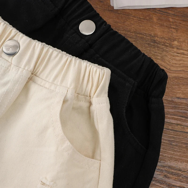 Girls Black White Cotton Shorts Soft Elastic Loose - photo 6