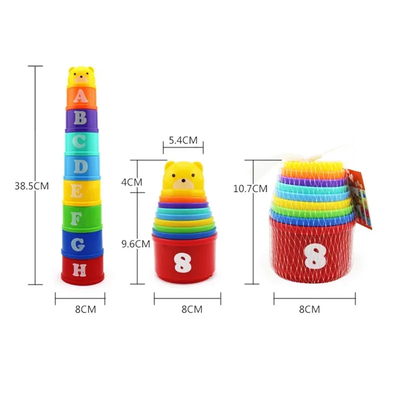 Stacking cups early learning toy with numbers letters shapes