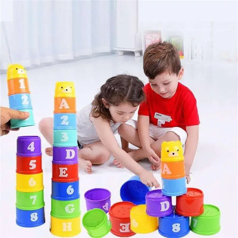 Stacking cups early learning toy with numbers letters shapes