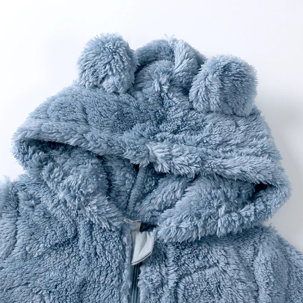 baby hooded flannel romper warm winter jumpsuit - photo 3