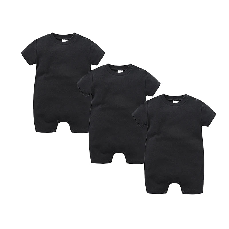 Unisex Cotton Baby Romper Bodysuit 0-12M Solid Colours Short Sleeve - photo 11