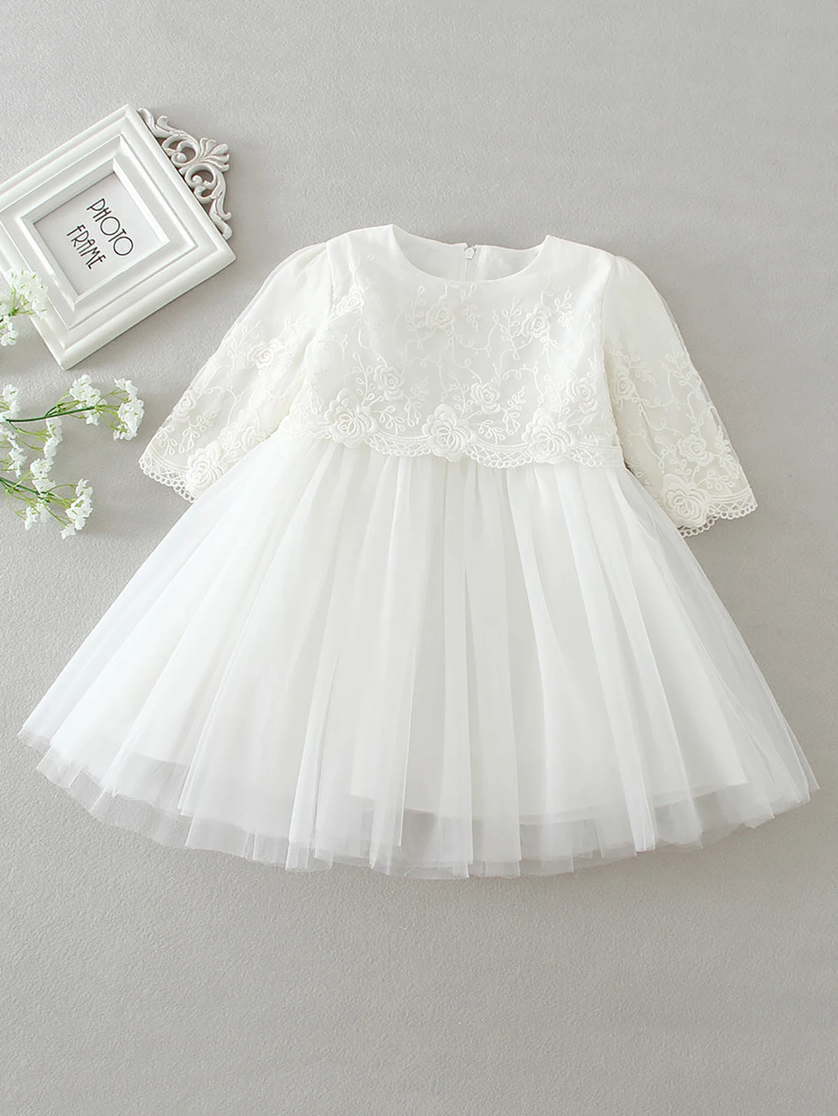 Baby Girls' Lace Christening Dress with Bonnet - Kindle Kids ABC - view 3