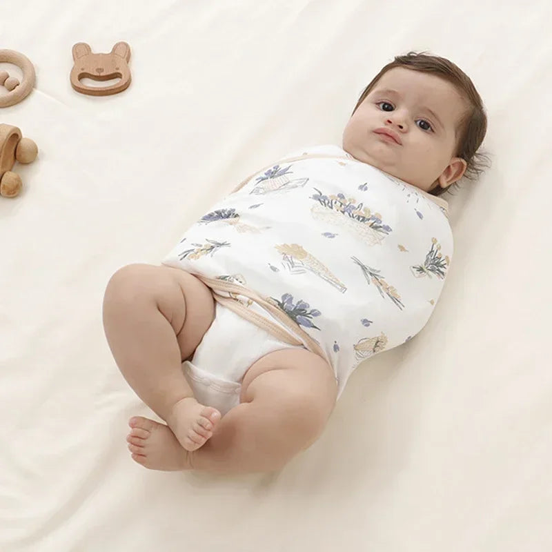 Anti-startle muslin cotton swaddle wrap for newborn baby sleep