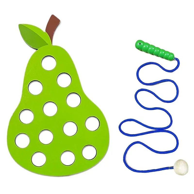 Wooden lacing threading fruit beads fine motor toy - photo 7