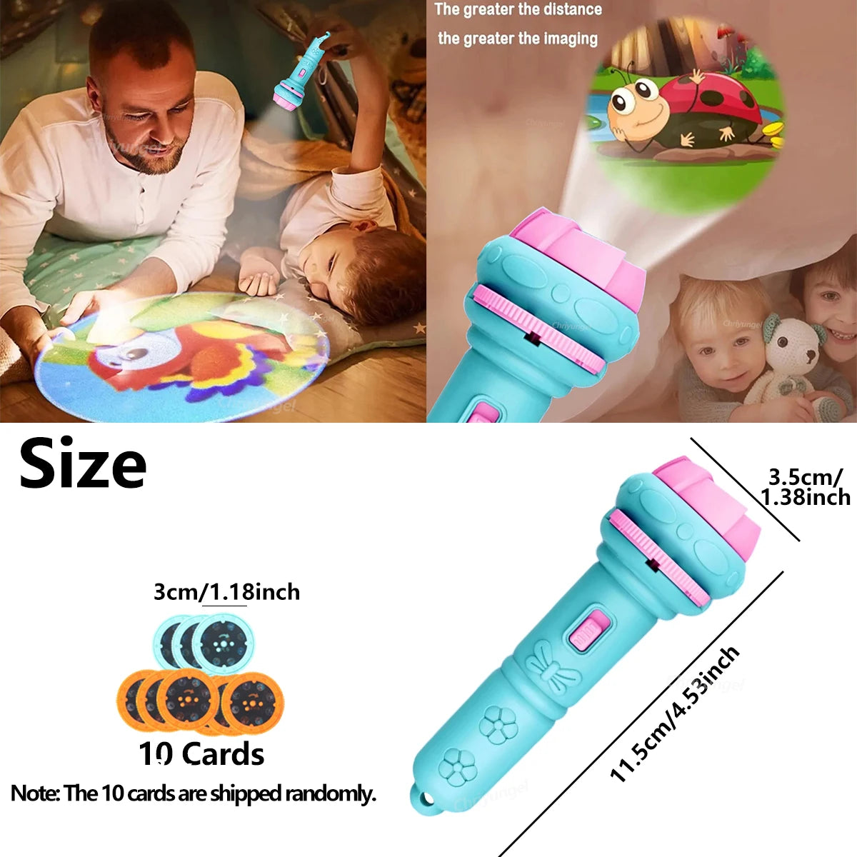 Cartoon projector flashlight bedtime story torch toy