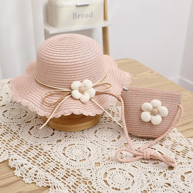 Kids Straw Sun Hat for Girls Summer Beach Cap 2-7 Years - photo 9