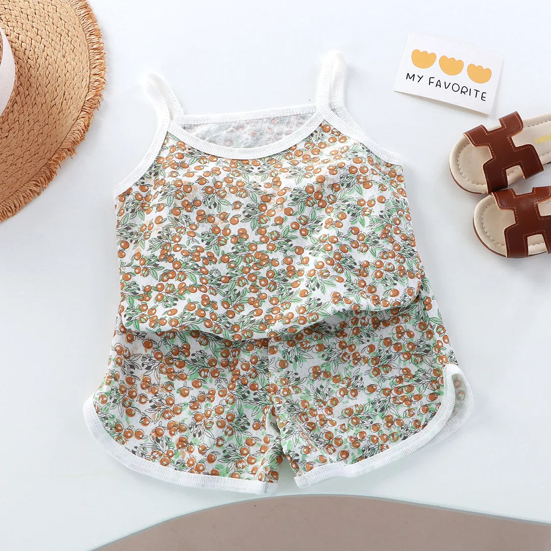 Girls' Tank & Shorts Set Square Collar - Kindle Kids ABC