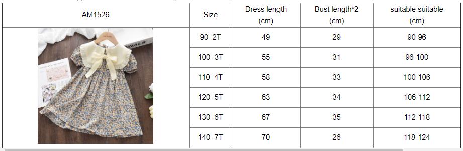 Girls Floral Summer Dress – Bow Peter Pan Collar A-Line Princess Dress
