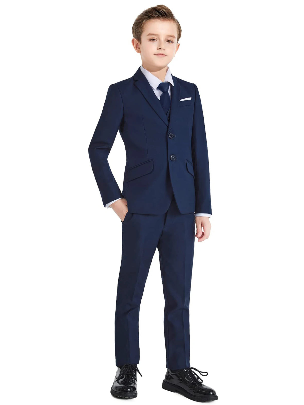 Boys 5-Piece Formal Suit Set — Slim Fit Dresswear Ceremony Wedding - photo 8