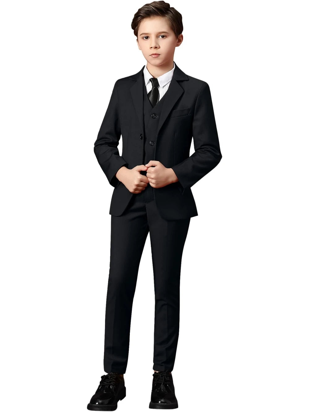Boys Formal Suit 3-Piece 2-12Y — Notched Lapel Wedding Ring Bearer Outfit - photo 11