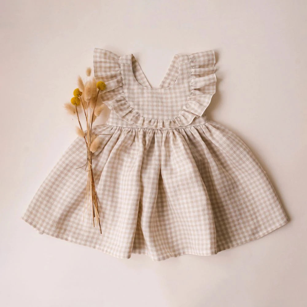 Toddler Girls Linen Cotton Dress | Pink Summer - photo 10
