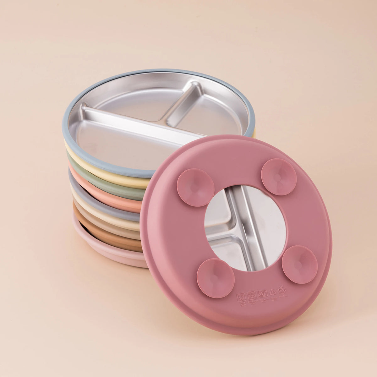 Stainless steel suction plate detachable baby feeding dish