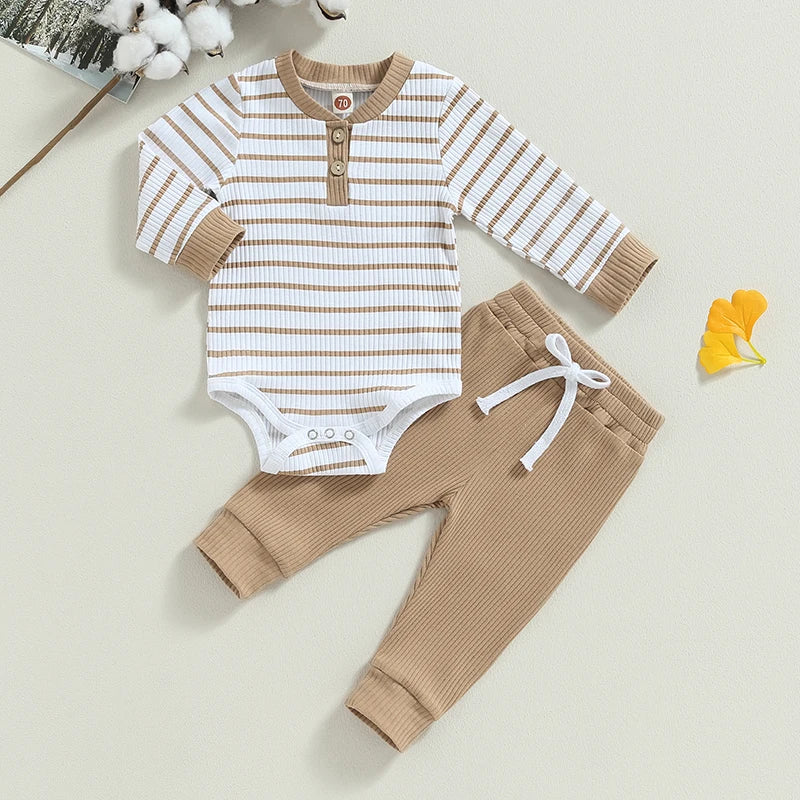 Ribbed Striped Cotton Baby Set - Kindle Kids ABC