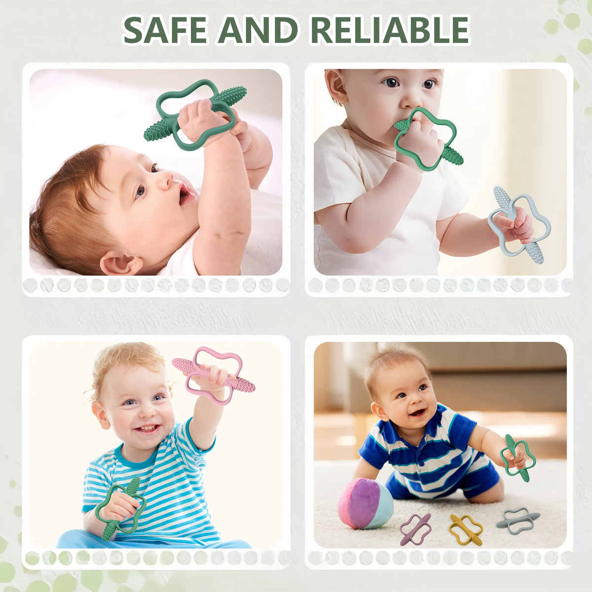 Baby teething toys easy-grip food-grade silicone set