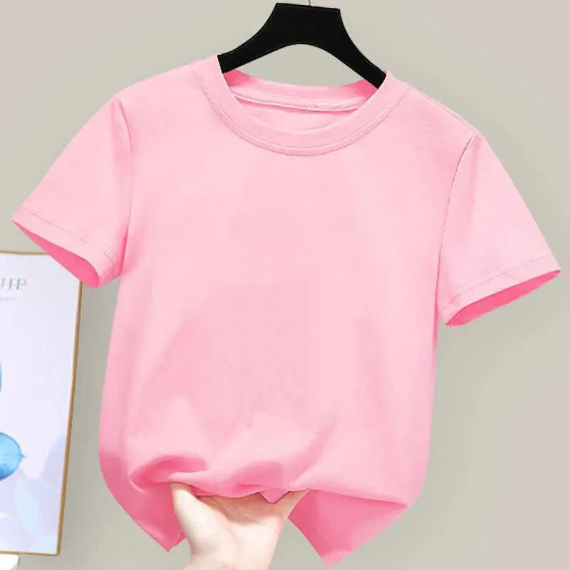 Kids cotton t-shirt 180gsm soft solid summer tee
