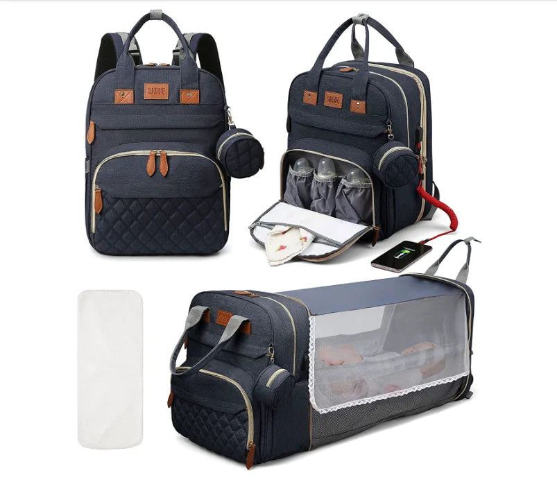 3-in-1 Diaper Bag Backpack - Foldable Travel Bag with Changing Bed - photo 9