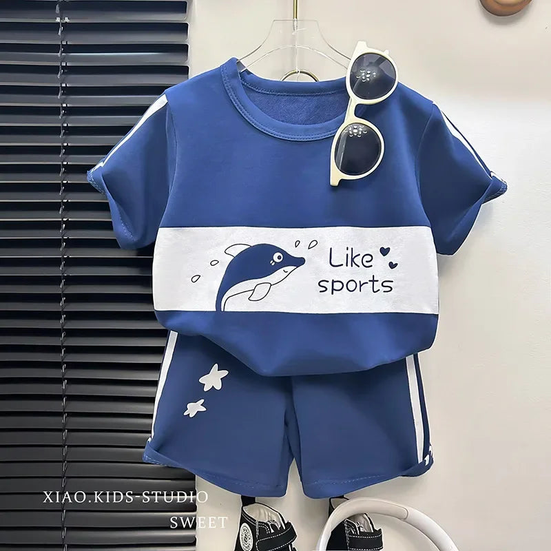 kids 2-piece striped summer t-shirt and shorts set - photo 2