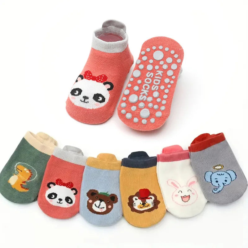 Kids cotton socks 6 pairs cute animal non-slip