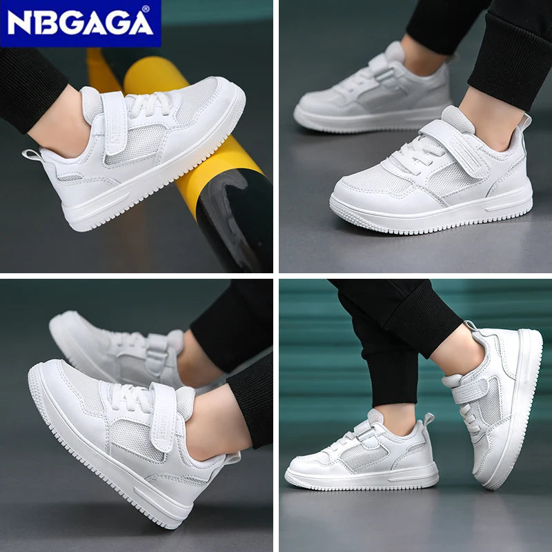 Kids Casual Sport Sneakers — Black Leather Non-Slip | 7–13Y - photo 5