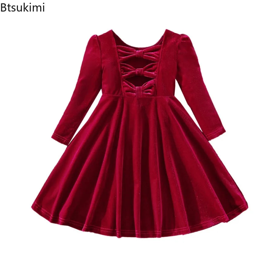 Girls' Velvet Bow Party Dress - Kindle Kids ABC - view 6