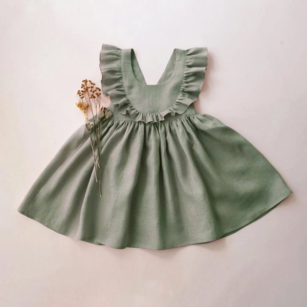 Toddler Girls Linen Cotton Beach Holiday Dress - photo 1