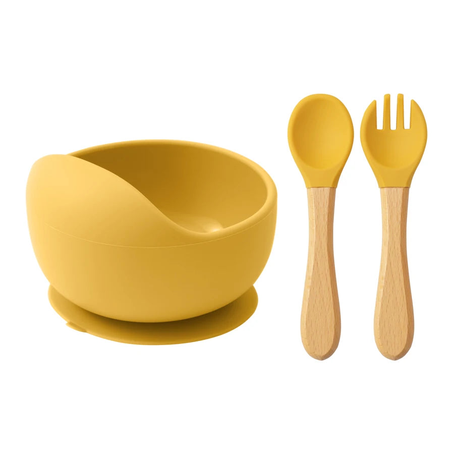 Baby Silicone Feeding Set — 3-Piece Suction Bowl, Spoon & Fork - photo 11