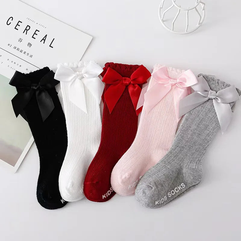 Red Bow Knee-High Baby Socks - Kindle Kids ABC