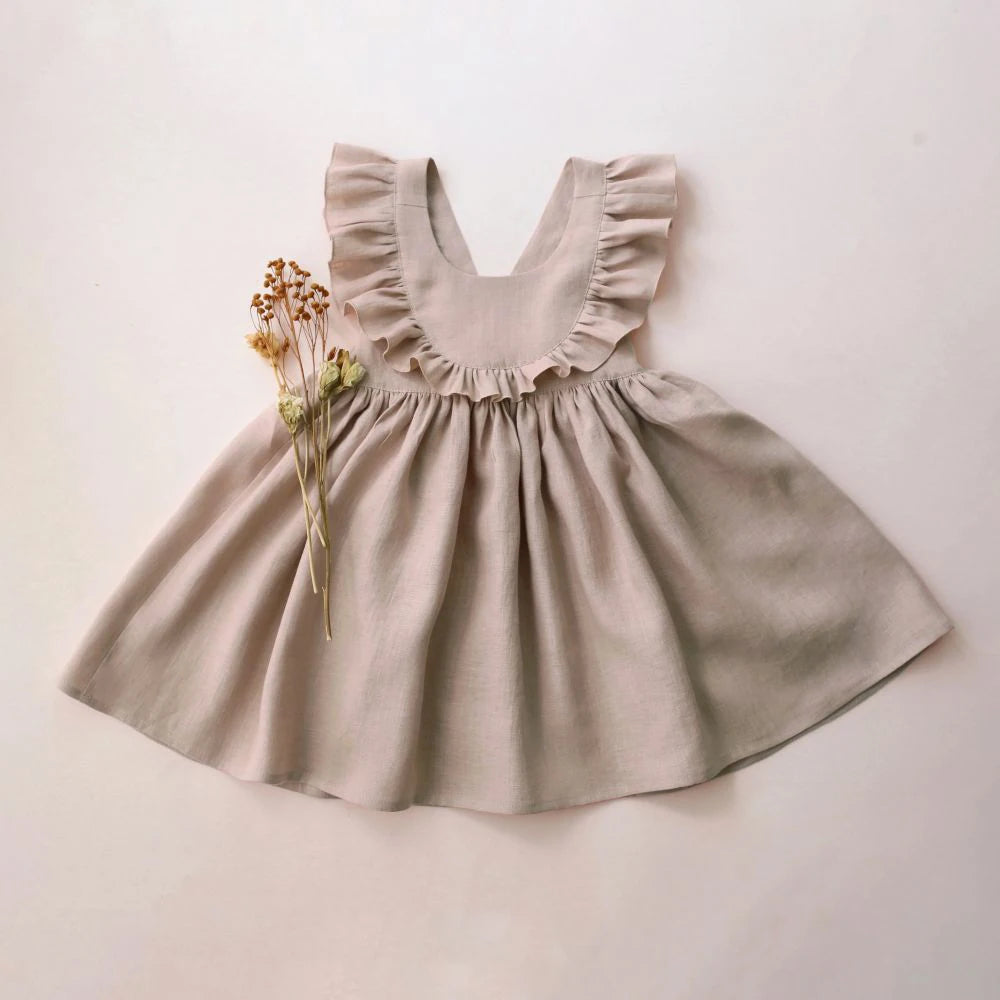 Toddler Girls Linen Cotton Dress | Pink Summer - photo 7