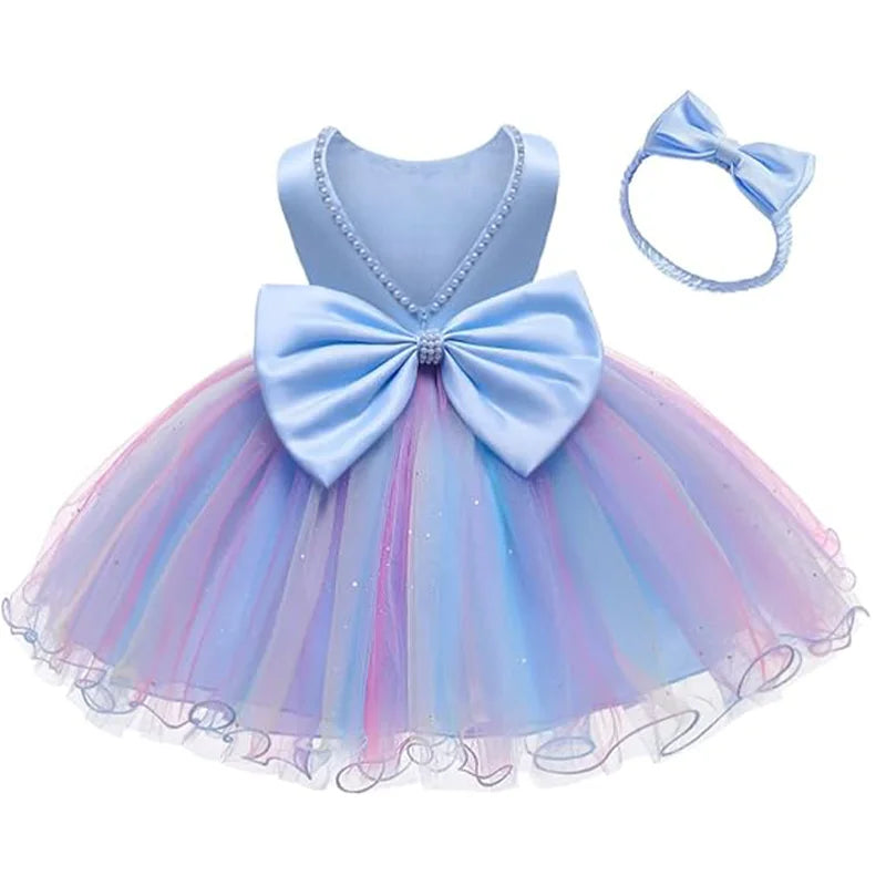 Baby Christening Princess Dress — Pearl Bodice & Tulle | 3M–2T - photo 9