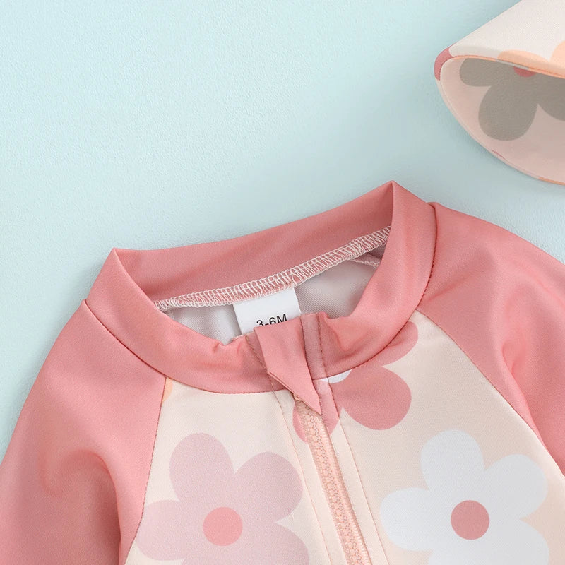 Baby Girls Rash Guard Swimsuit & Sun Hat Set — photo 6