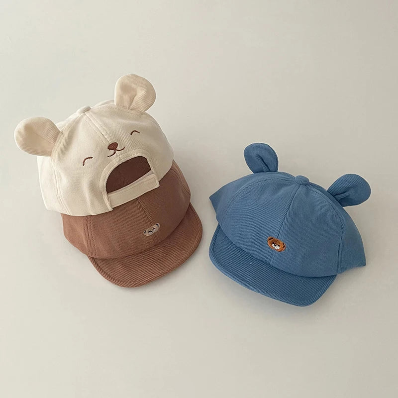 Baby Cotton Bear Baseball Cap — Cute Sun Hat with Ears | 0–7Y