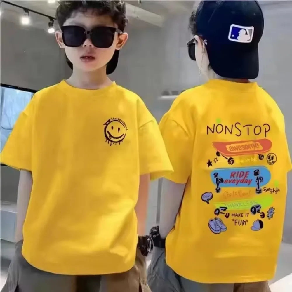 Kids Cotton Graffiti Print T-Shirt - photo 8