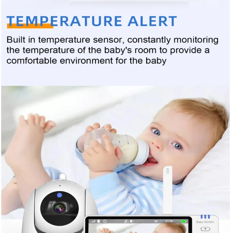 Wireless baby monitor 5 inch pan tilt camera with night vision audio