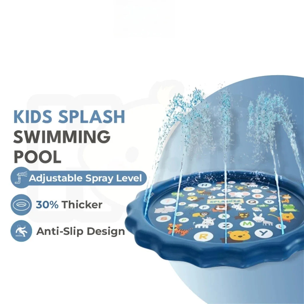 Kids splash pad with adjustable spray and anti-slip design