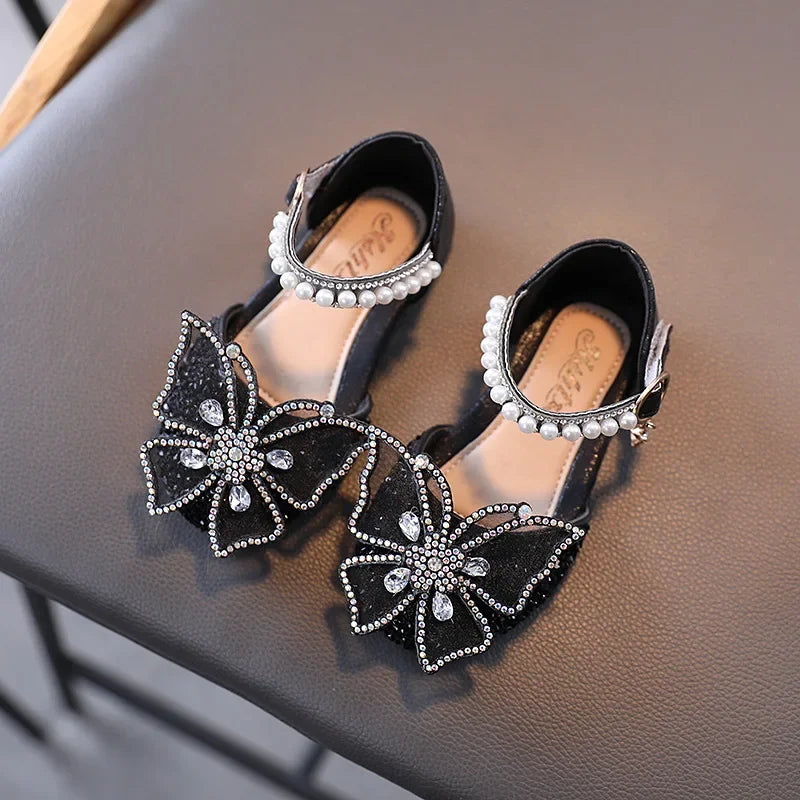 Girls Sequin Bow Princess Sandals - Sparkly Summer Flats - photo 5
