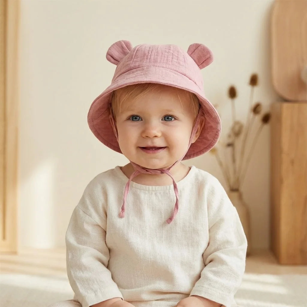 Baby Bucket Sun Hat - Rabbit-Ear Cotton Fisherman Hat - photo 3
