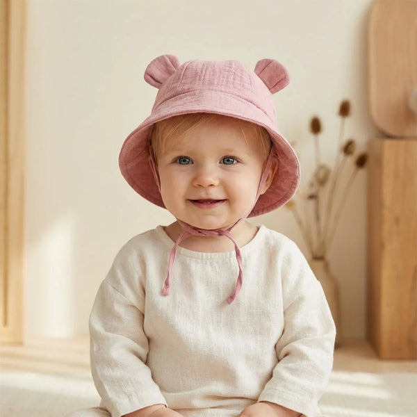 Baby Bucket Sun Hat - Rabbit-Ear Cotton Fisherman Hat - photo 3