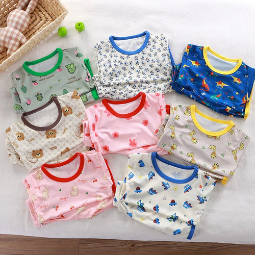 Baby & Kids Cartoon Pajamas Set – Short Sleeve Cotton | 6M–10Y