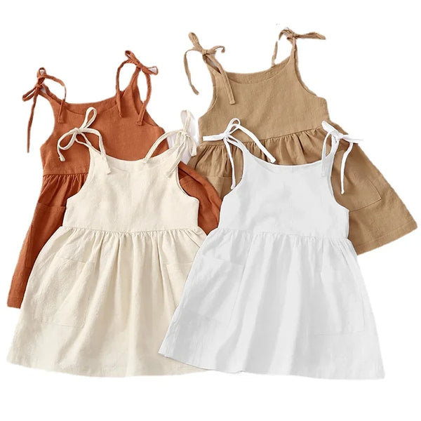 Girls Cotton Sundress - Solid Sleeveless Slip Dress 1-6Y - photo 1