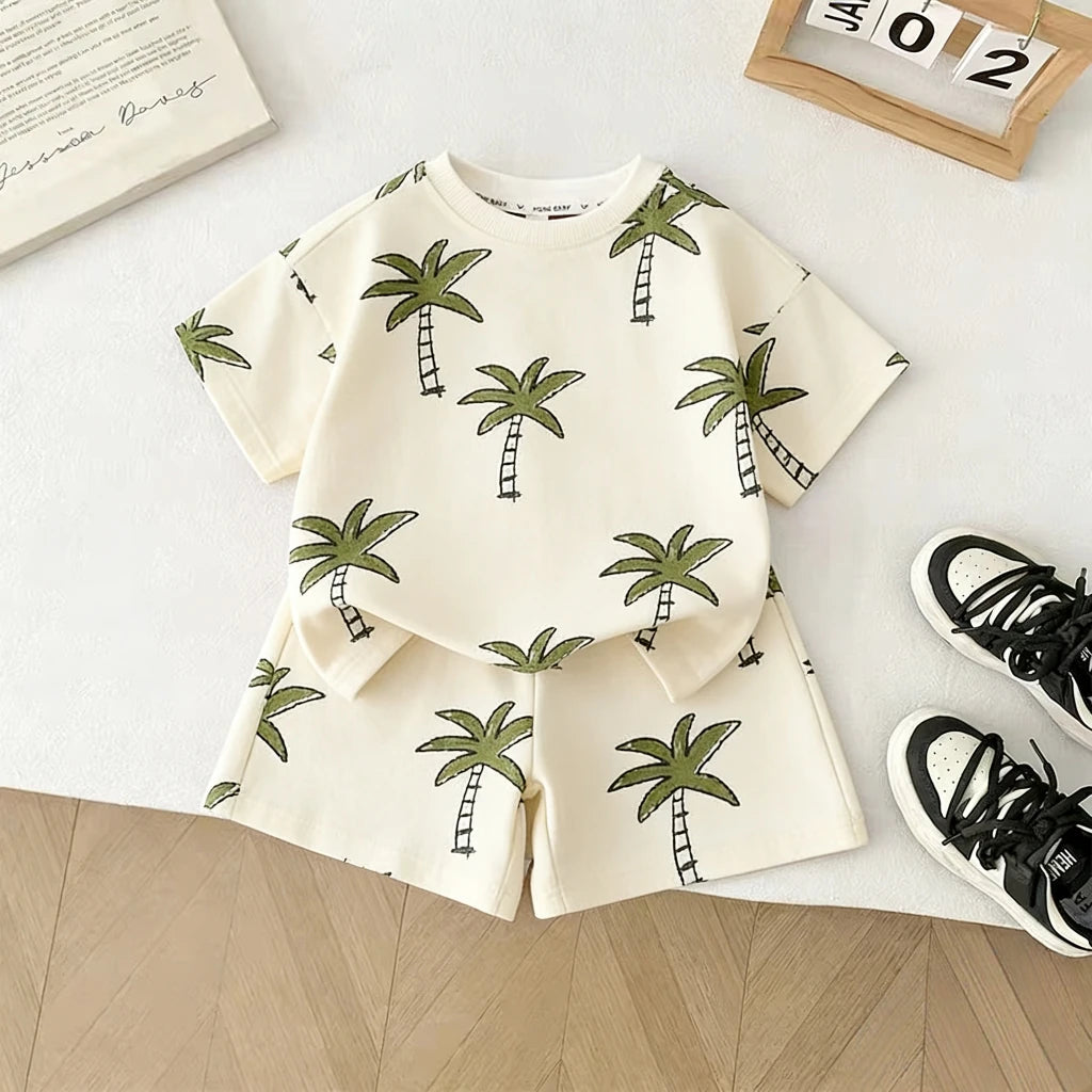 Toddler Cotton Tee & Shorts Set - Lion & Palm Print 9M-6Y - photo 3